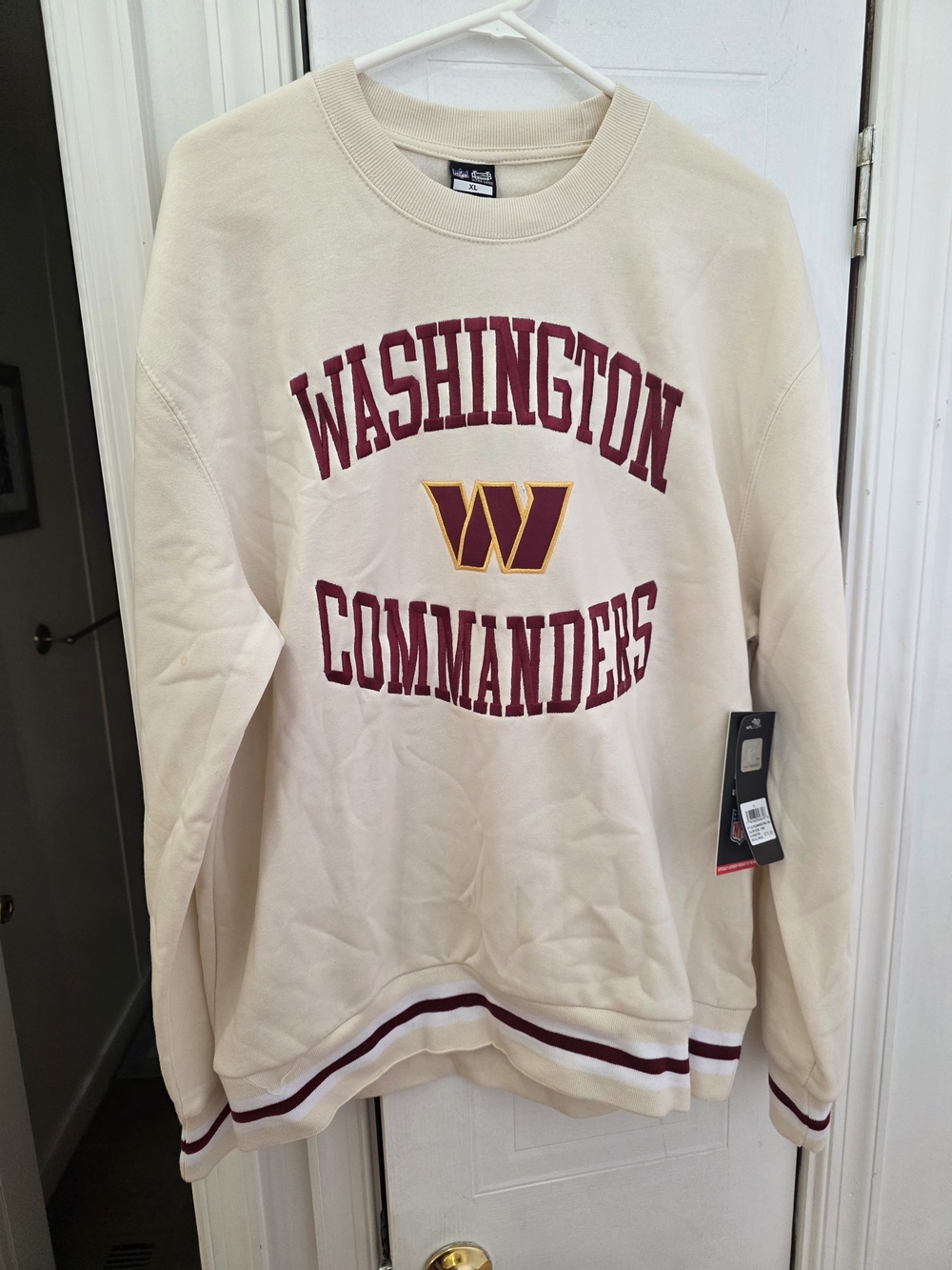 NFL Washington Commanders Cream Crewneck with Maroon & Gold Logo